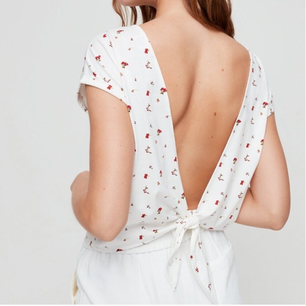 Wilfred Adela Backless Floral Tee • Espace Goji Berry • XS • Cottagecore Red